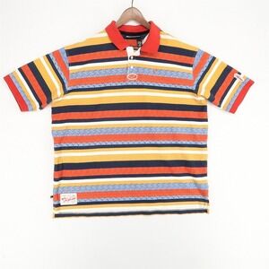 Rocawear Polo‎ Shirt Mens 3XL Multi Stripe Embroidered Spellout Short Sleeve